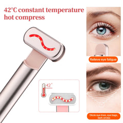 EMS Eye Massager Facial Wand 4 in 1 LED Red Light Therapy Wand Anti Aging Skincare Wand Dark Circles Remover Eye Beauty Device