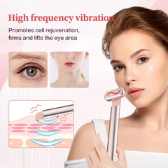 EMS Eye Massager Facial Wand 4 in 1 LED Red Light Therapy Wand Anti Aging Skincare Wand Dark Circles Remover Eye Beauty Device