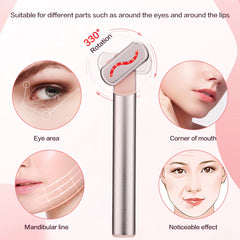 EMS Eye Massager Facial Wand 4 in 1 LED Red Light Therapy Wand Anti Aging Skincare Wand Dark Circles Remover Eye Beauty Device