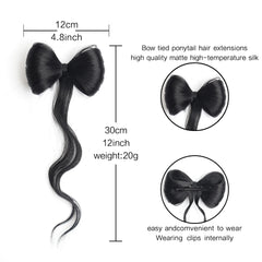 Bowknot Clamp Type Ponytail Hair Bun Synthetic Pony Tail Hair Extensions Elegant For Daily Use Hair Accessories