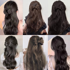 Bowknot Clamp Type Ponytail Hair Bun Synthetic Pony Tail Hair Extensions Elegant For Daily Use Hair Accessories