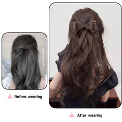 Bowknot Clamp Type Ponytail Hair Bun Synthetic Pony Tail Hair Extensions Elegant For Daily Use Hair Accessories