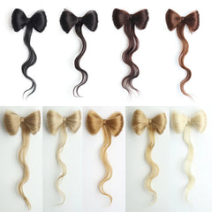 Bowknot Clamp Type Ponytail Hair Bun Synthetic Pony Tail Hair Extensions Elegant For Daily Use Hair Accessories