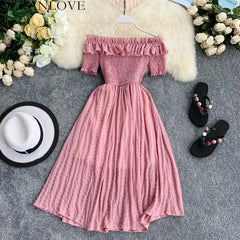 OCEANLOVE Korean Knitted Robe Femme Summer V Neck Sleeveless Kink Hollow Out Sexy Slim Bodycon Dress Split Fork Long Vestidos