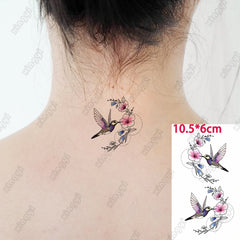 Cute Flower Waterproof Temporary Tattoo Sticker Hummingbird Bird Children's Arm Wrist Water Transfer Fake Tatto Body Art Women