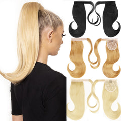 MERISIHAIR Synthetic Long Straight Wrap Around Clip In Ponytail Hair Extension Heat Resistant Pony Tail Fake Hair