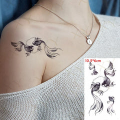 Waterproof Temporary Tattoo Tai Chi Gold Fish Pisces Art Tatto Stickers Flash Tatoo Fake Tattoos Wrist for Girl Women Lady Kids