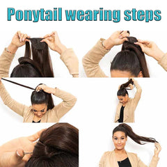 MERISI Synthetic Long Hollywood Wave Ponytail Wrap Around Ponytail Body Wave Clip in Hairpiece Blonde Wave Ponytail for Women