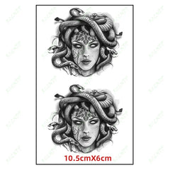 Waterproof Temporary Tattoo Sticker Medusa Snake Hair Sexy Girl Flash Tatoo Fake Tatto Arm Hand Back Leg Art for Women Men