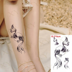 Waterproof Temporary Tattoo Tai Chi Gold Fish Pisces Art Tatto Stickers Flash Tatoo Fake Tattoos Wrist for Girl Women Lady Kids