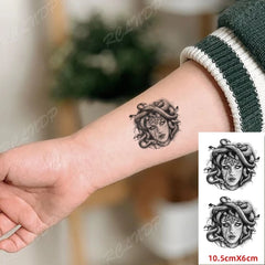 Waterproof Temporary Tattoo Sticker Medusa Snake Hair Sexy Girl Flash Tatoo Fake Tatto Arm Hand Back Leg Art for Women Men