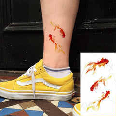 Waterproof Temporary Tattoo Tai Chi Gold Fish Pisces Art Tatto Stickers Flash Tatoo Fake Tattoos Wrist for Girl Women Lady Kids