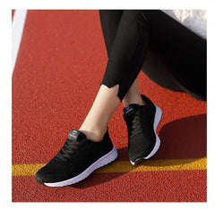 Women Casual Shoes Breathable Walking Mesh Lace Up Flat Shoes Sneakers Women Tenis Feminino Pink Black White