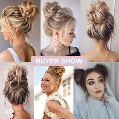 Synthetic Hair Bun Extensions Messy Curly Elastic Hair Scrunchies Hairpiece Synthetic Elegent Curly Chignon Hair for Women