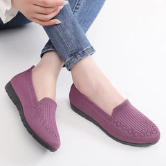 Women Vulcanized Shoes 2024 New Comfortable and Breathable Casual Mesh Soft Sole Knitted Solid Color Women Shoes Size 35-41