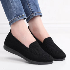 Women Vulcanized Shoes 2024 New Comfortable and Breathable Casual Mesh Soft Sole Knitted Solid Color Women Shoes Size 35-41