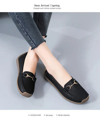 2024 New Spring /autumn Women Flats Genuine Leather Moccasins Woman Casual Shoes Slip-on Loafers Female Boat Shoes Big Size 44