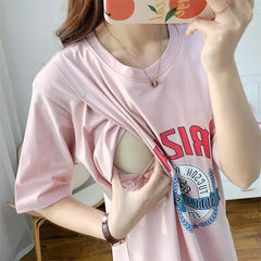 Breastfeeding Dress Home Clothes For Women Summer New Maternity Nursing Dresses Pregnant Loose Casual Feeding Clothing Pregnancy