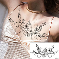 Waterproof Temporary Tattoo Sticker Butterfly Flower Sexy Fake Tatto Flash Tatoo Chest and waist Tato for Girl Women