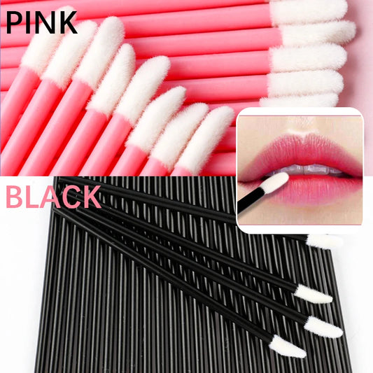 50 Pcs Disposable Lip Brush Soft Lipstick Mascara Wands Applicators Eyelash Cleaner Cosmetic Brushes Women Make Up Tools