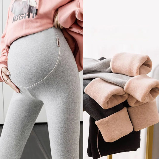 Four Seasons Thick Warm Plus Velvet Cotton Maternity Legging Thermal Fleece Belly Pants Clothes for Pregnant Women Pregnancy