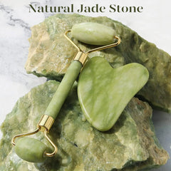 New Anti Aging Jade Stone Massage Set Gua Sha Rose Quartz Jade Face Roller gua shua