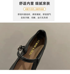 Mary Jane Single shoes Thick Heel Shoes Elegant Classic Retro Square Toe Comfortable Soft Shallow Cut Low Heel Women's Shoes