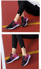 Women Casual Shoes Breathable Walking Mesh Lace Up Flat Shoes Sneakers Women Tenis Feminino Pink Black White