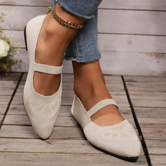 Women Pointed Toe Flat Shoes Solid Color Knitted Slip on Shoes Casual Breathable Ballet Flats Women Flat Shoes Loafers Women