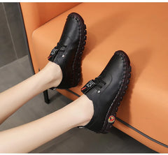 Sneakers Women Shoes Loafers Lace Up Leather Flat New Spring 2024 Casual comfortable Mom Shoe Mujer Zapatos Chaussure Femme