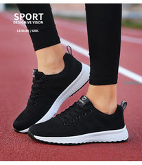 Women Casual Shoes Breathable Walking Mesh Lace Up Flat Shoes Sneakers Women Tenis Feminino Pink Black White