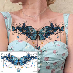 Waterproof Temporary Tattoo Sticker Butterfly Flower Sexy Fake Tatto Flash Tatoo Chest and waist Tato for Girl Women