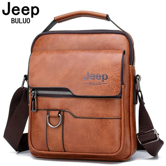 JEEP BULUO Crossbody Messenger Bags Business Casual Handbag Brand Shoulder New High Quality Leather For Men Business Casual Fash