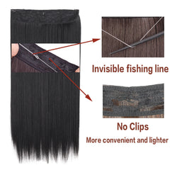 MERISIHAIR Synthetic No Clips Invisible Wire Hair Extension Artificial Fake False Long Short Straight Hairpiece Blonde For Women