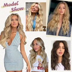 MERISIHAIR Invisible Wire Hair Extensions with Adjustable Transparent Wire Synthetic Long Wavy Hairpieces with 4 Secure Clips