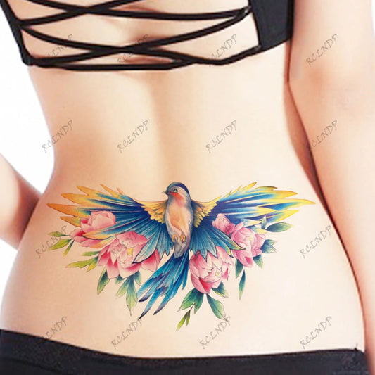 Waterproof Temporary Tattoo Sticker Bird Flower Sexy Fake Tatto Flash Tatoo Chest waist and back Tato for Girl Women