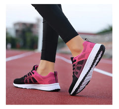 Women Casual Shoes Breathable Walking Mesh Lace Up Flat Shoes Sneakers Women Tenis Feminino Pink Black White