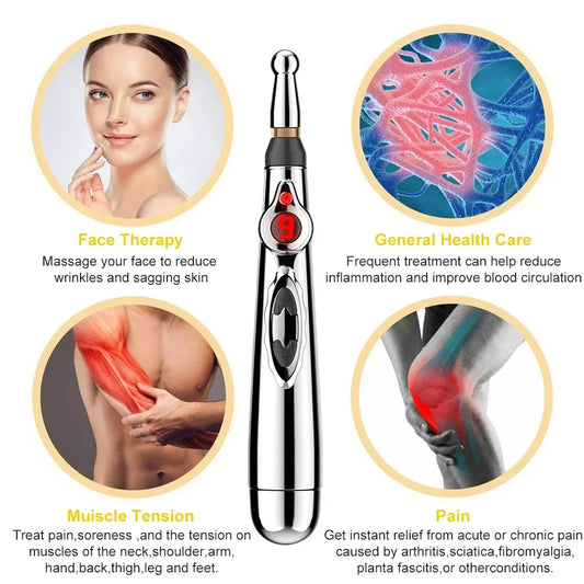 Electric Acupuncture Pen Laser Meridians Therapy Heal Energy Electronic Back Massage Pain Relief Neck Relax Body Massager Tools