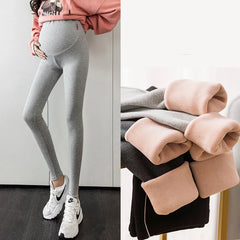 Four Seasons Thick Warm Plus Velvet Cotton Maternity Legging Thermal Fleece Belly Pants Clothes for Pregnant Women Pregnancy