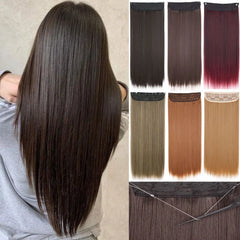 MERISIHAIR Synthetic No Clips Invisible Wire Hair Extension Artificial Fake False Long Short Straight Hairpiece Blonde For Women