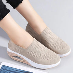 Summer Women Fashion Vulcanized Sneakers Platform Solid Color Flat Ladies Shoes Casual Breathable Wedges Ladies Walking Sneakers