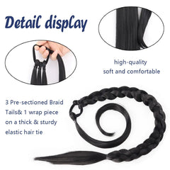 MERISIHAIR Long Braided Ponytail Hair Extension For Women Boxing Braids Wrap Around Chignon Tail With Rubber Band Hair DIY