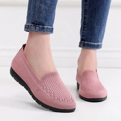 Women Vulcanized Shoes 2024 New Comfortable and Breathable Casual Mesh Soft Sole Knitted Solid Color Women Shoes Size 35-41