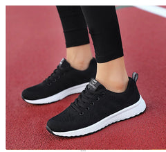 Women Casual Shoes Breathable Walking Mesh Lace Up Flat Shoes Sneakers Women Tenis Feminino Pink Black White