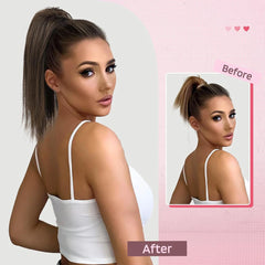 Synthetic Claw Clip On Medium Long Straight Ponytail Extensions 16Inch Fluffy Ponytail Clip In Hair Extensions Elegant For Women