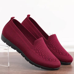 Women Vulcanized Shoes 2024 New Comfortable and Breathable Casual Mesh Soft Sole Knitted Solid Color Women Shoes Size 35-41