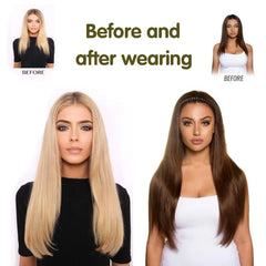 MERISIHAIR Synthetic No Clips Invisible Wire Hair Extension Artificial Fake False Long Short Straight Hairpiece Blonde For Women