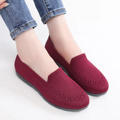 Women Vulcanized Shoes 2024 New Comfortable and Breathable Casual Mesh Soft Sole Knitted Solid Color Women Shoes Size 35-41