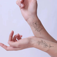 30pcs Waterproof Temporary Tattoo Sticker Small Mini Rose Bouquet Linear Black Fake Tatto Arm Hand Tatoo Man Woman Child Tato