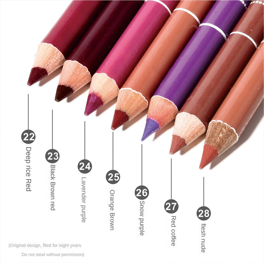 28-Colors Wood Lip Liner Waterproof Lady Charming Lip Liner Professional Soft Pencil Makeup Women's Long Lasting Cosmetic Tool